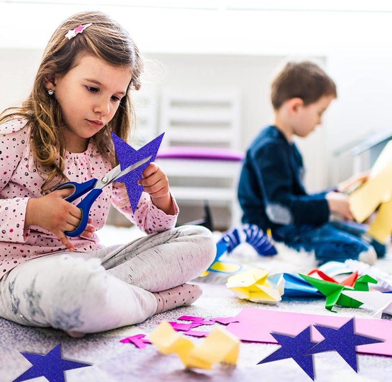 KEEPARTY 100 PCS Glitter Blue Five Star Cutouts Paper Stars Confetti Cutout Blue Star Cutouts for Bulletin Board Stars Accents Classroom Wall Party Decoration Supply - Image 3